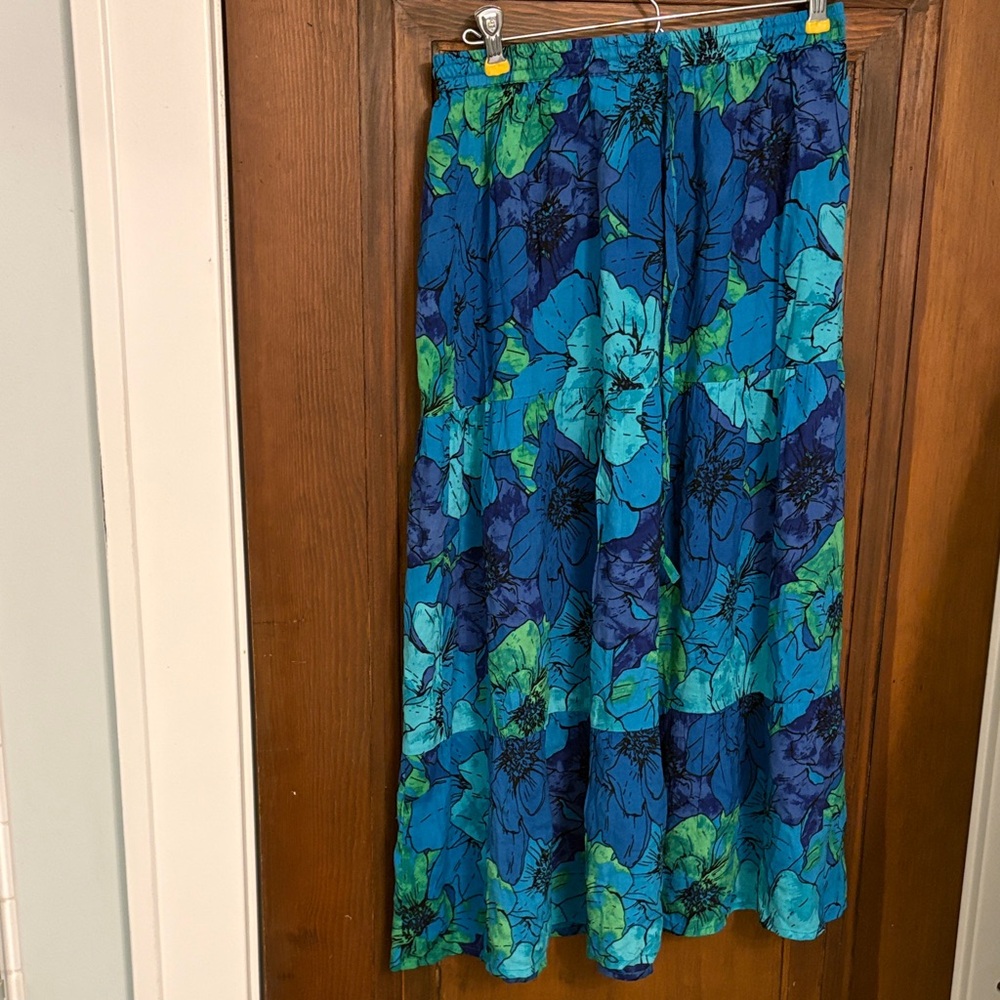 Blue & Teal Floral Maxi Skirt